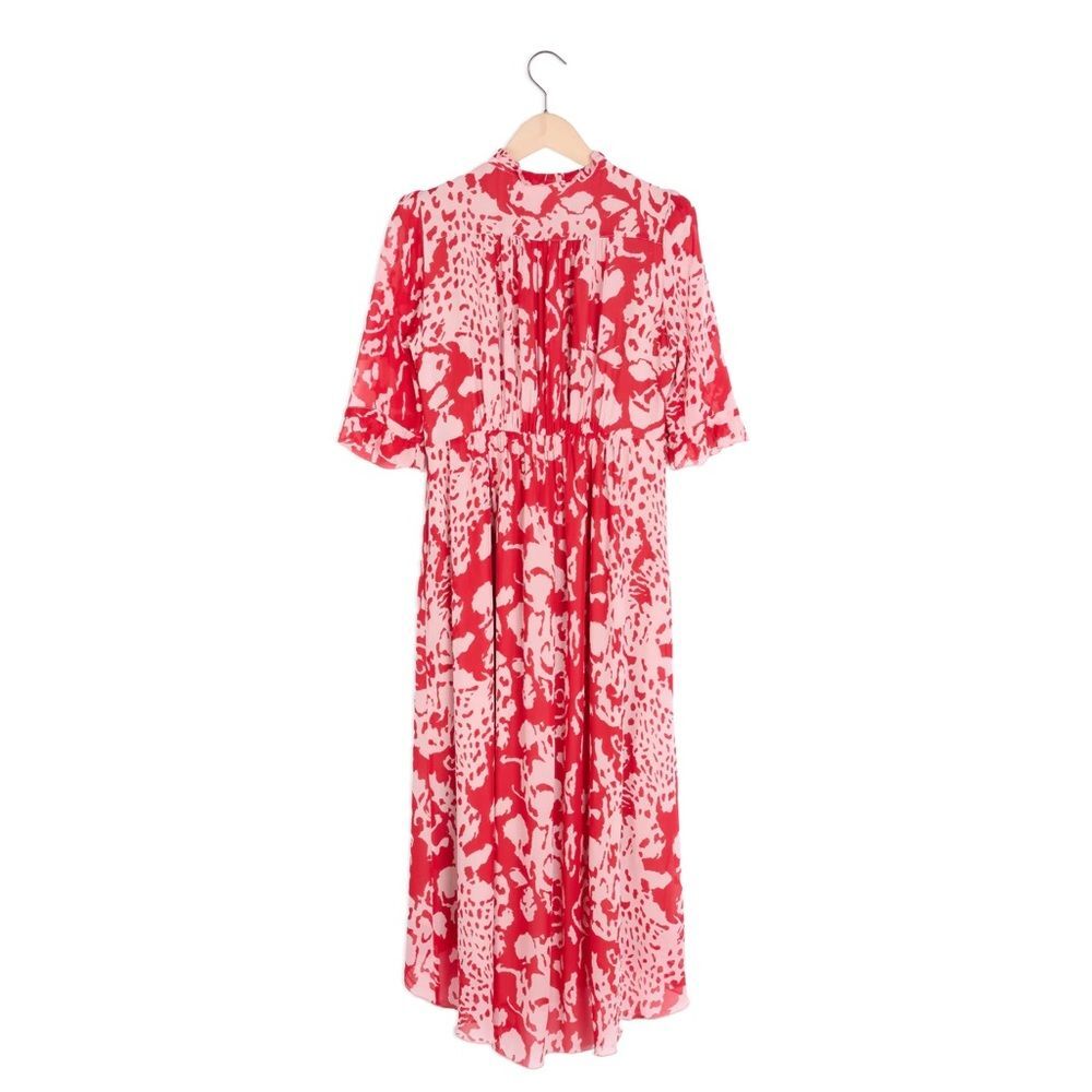 BA&SH Balearic Asymmetrical Dress Ruffled collar in Bordeaux Size 4US/XS NWT - Picture 12 of 16